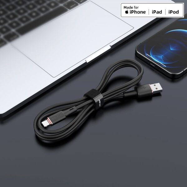 ACEFAST C2-02 USB-A to Lightning zinc alloy silicone charging data cable,black