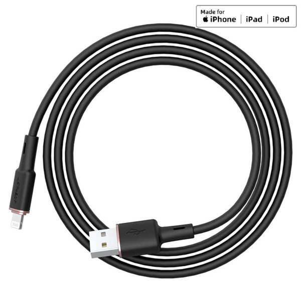 ACEFAST C2-02 USB-A to Lightning zinc alloy silicone charging data cable,black
