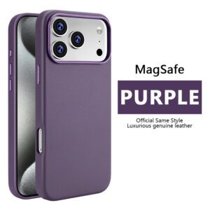 4326ea573143376a39c270050cc9bd9 Leather Magnetic Case Without IC Notification IP 17 PRO Elegant purple