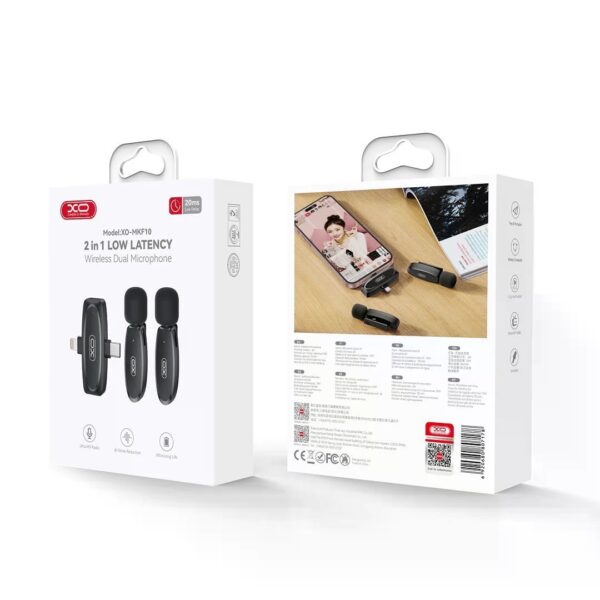6920680807178-2 XO MKF10 Type-C+Lightning 2-in-1 Low Latency Wireless Microphone black