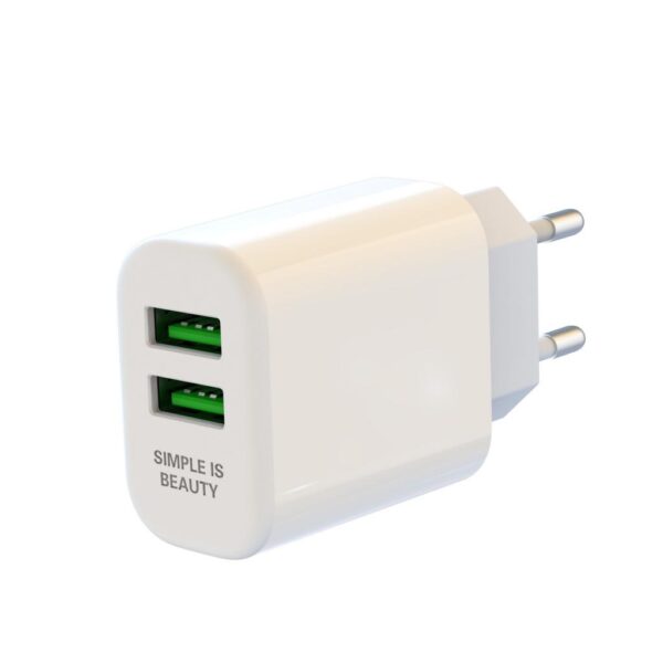 XO L85C EU double USB 2.4A Charger with Type-c cable White