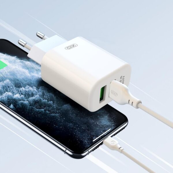 XO L85C EU double USB 2.4A Charger with Type-c cable White