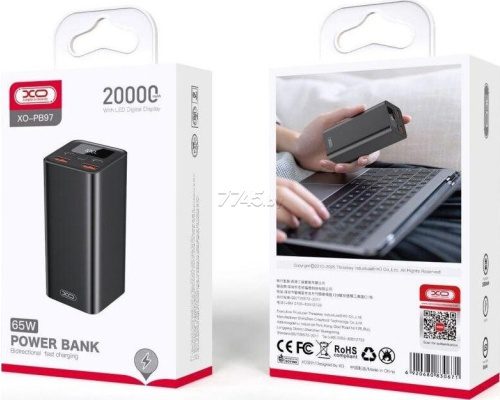 XO PB97 PD65W power bank for Laptop 20000mAh Black