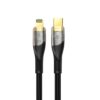 XO NB-Q223A Transparent Gold Plated Series Type-c to Lightning 27W Braided Data Cable Black