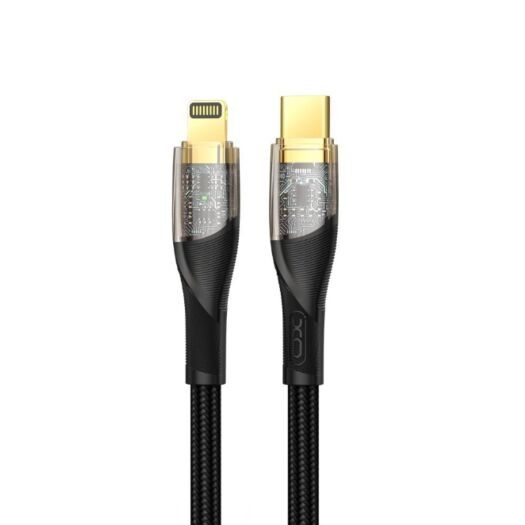 XO NB-Q223A Transparent Gold Plated Series Type-c to Lightning 27W Braided Data Cable Black