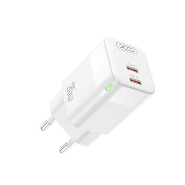 XO CE07(EU) Dual PD 35W GaN lamp display fast Charger white
