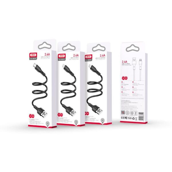 6920680833429-2 XO NB230 2.4A Rock Series Lightning Data Cable Black