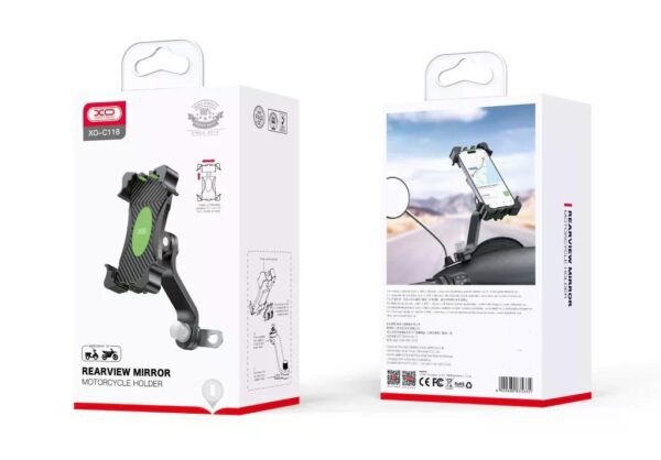 XO C118 motorcycle 360° rotation mobile phone holder Black