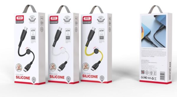 6920680840076-3 XO NB-Q248B Suluo Series Portable Silicone Type-c to Type-C 60W Data Cable L=25cm Strip Cable Black
