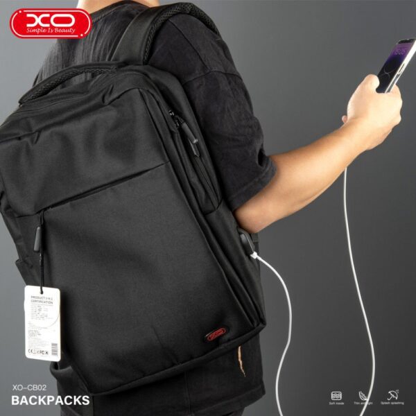 XO CB02 15.6" Computer Shoulder Bag Black (Side USB Port, Quick Charge) Black