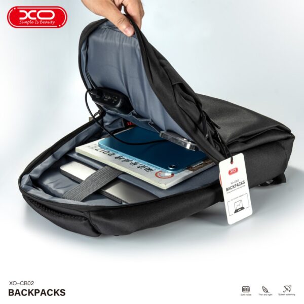 XO CB02 15.6" Computer Shoulder Bag Black (Side USB Port, Quick Charge) Black