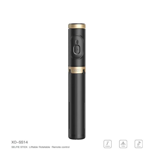 XO SS14 Integrated Hidden Reinforced Tripod Bluetooth Selfie Stick (Aluminium Rod) 72CM Black