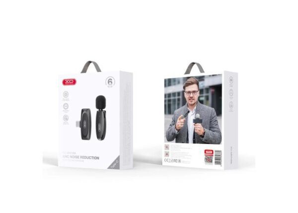 6920680848669-3 XO MKF08A Type-C One-Touch Low Latency Wireless Lavalier Microphone Black