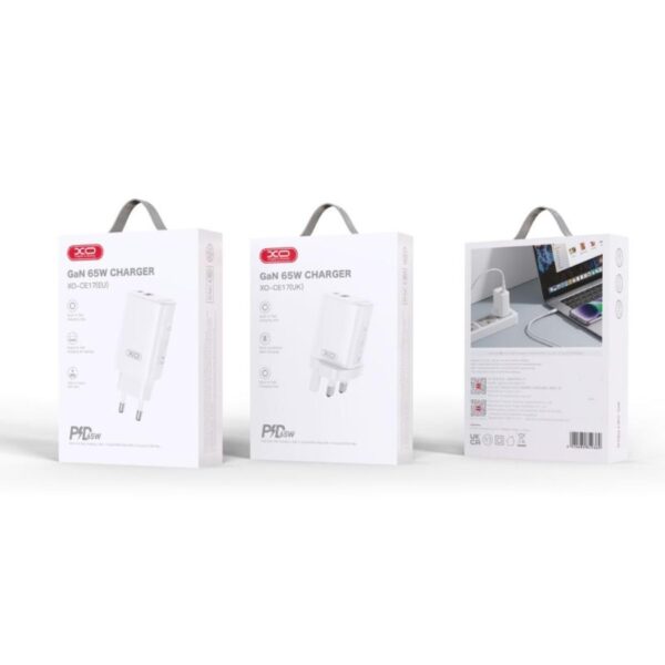 6920680849345-2 XO CE17(EU) 65W GaN Fast Charger (1USB-C 65W/1USB-A 22.5W) White