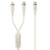 6920680853809-3 XO NB-Q262 Type-c to ip (27W)+Type-c (60W) 1 to 2 True Silicone Data Cable 1.2m metre beige