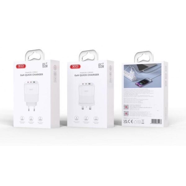 XO L139(EU) 65W (1USB-A 45W+2USB-C 65W) Quick Charger White