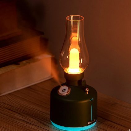6920680855865-3 XO HF06 Kerosene Lamp Style Colourful Ambient Night Light Humidifying Mist 1200mAh White