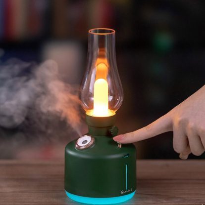 6920680855872 XO HF06 Kerosene Lamp Style Colourful Ambient Night Light Humidifying Mist (1200mAh) green