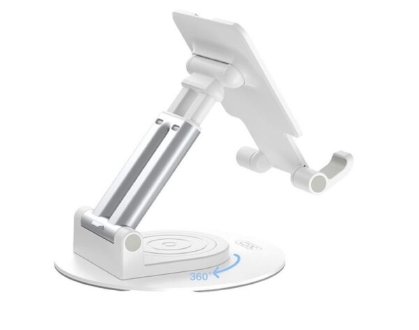 6920680856275-2 XO C139 Desktop 360° rotating metal round base stand White