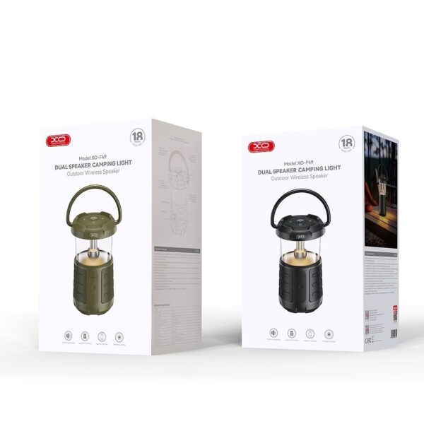 6920680856435-2 XO F49 Outdoor Dual Speaker Camping Light Audio (15W 3600mAh) Black
