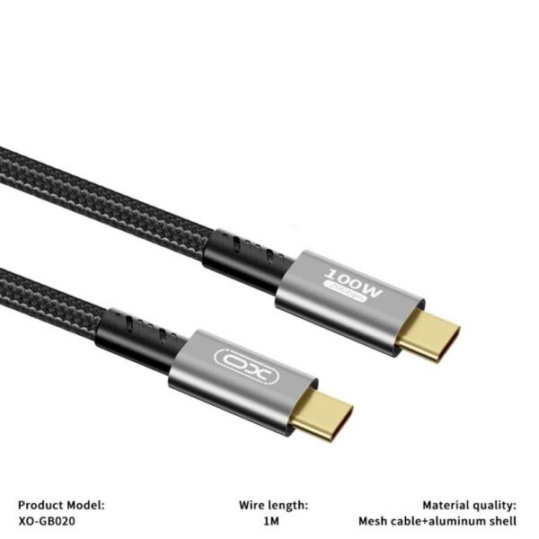 XO GB020 USB3.2 Transfer 20G / 4K@60HZ+Charge 100W Data Cable 1M Tranish