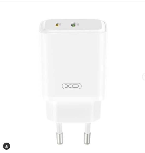XO L145 20W USB-C+L Port Bi-directional Reverse Charger Fast Charger with C to iP Cable White