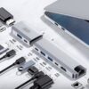 6920680857739 XO HUB017 type-c 9-in-1 Magnetic Metal Docking Station (Type-c to USB3.0*3+HDMI*2+PD*2+RJ45+TYPE-C P