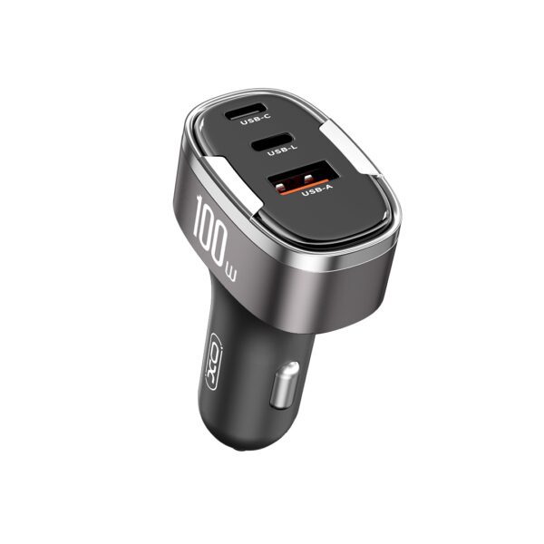 XO CC61 Smart Car Charger (Apple Output) 100W /USB-A(30W)+Type-C(45W)+Lightning(25W) Silver