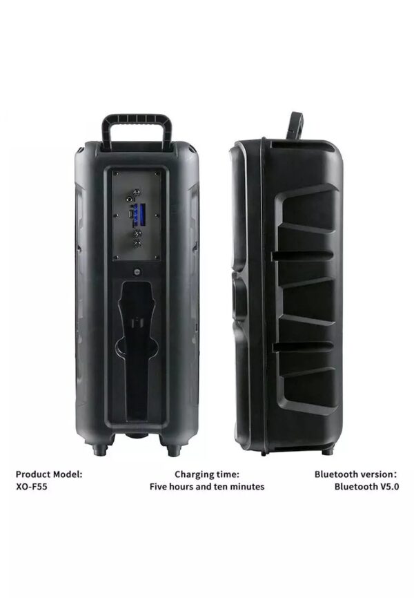 XO F55 Boat Boat 8" Dual Speaker RGB Bluetooth Speaker 20W (with Remote Control + Wired Mic*1) Black