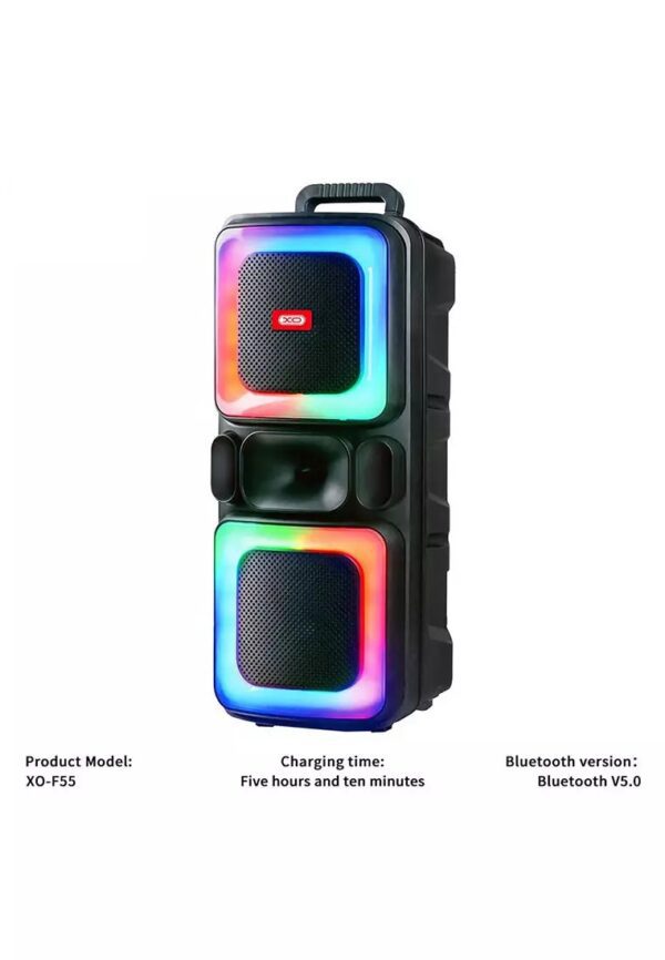 XO F55 Boat Boat 8" Dual Speaker RGB Bluetooth Speaker 20W (with Remote Control + Wired Mic*1) Black