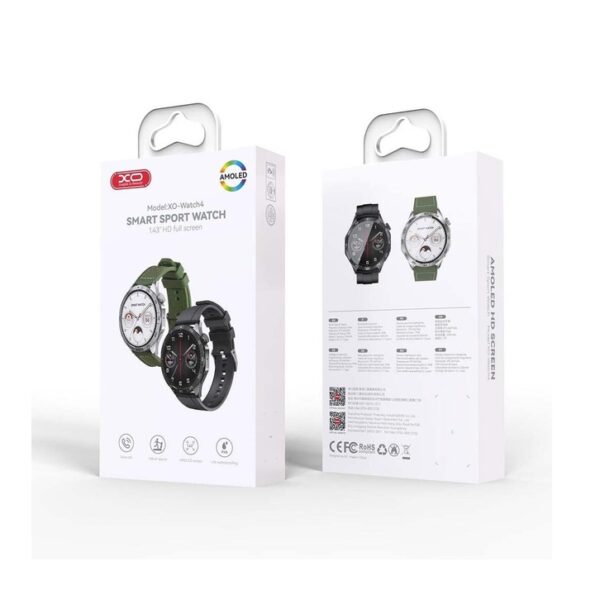 XO Watch4 AMOLED Smart Sports Call Watch Black