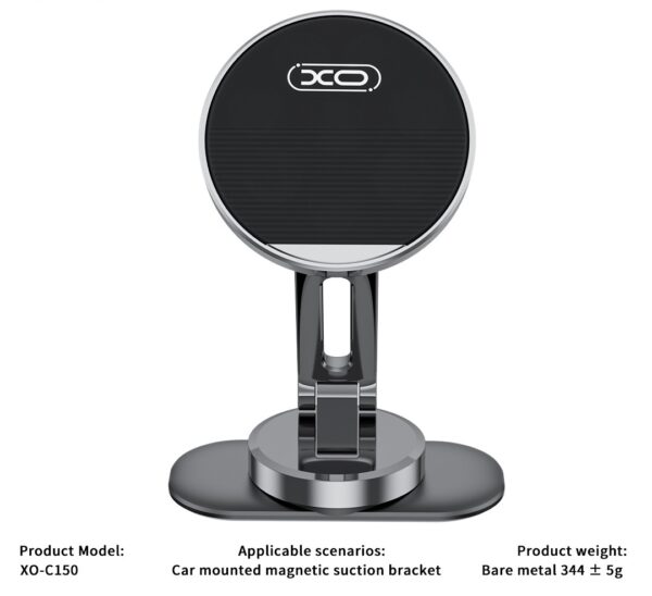 XO C150 Magnetic 360° rotating holder with metal base (with one large and one small round iron piece