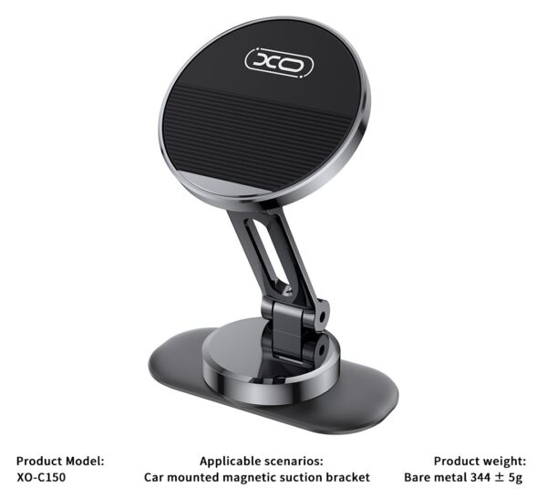 XO C150 Magnetic 360° rotating holder with metal base (with one large and one small round iron piece