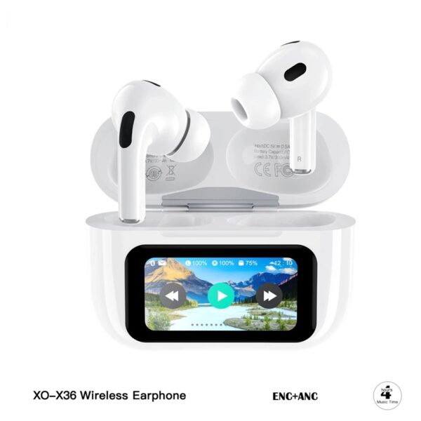 XO X36 Smart Screen ANC Active Noise Cancellation TWS Bluetooth Headset White