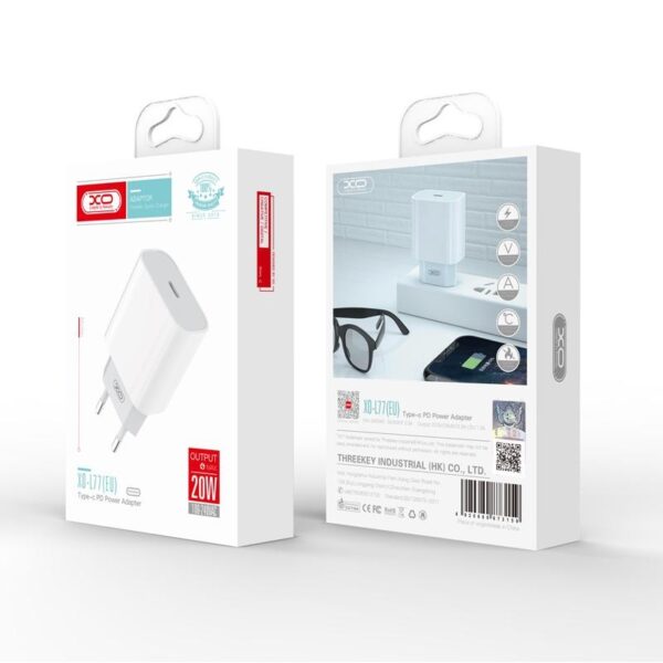 XO L77  PD 20W fast  charging EU charger (Iph 12) White