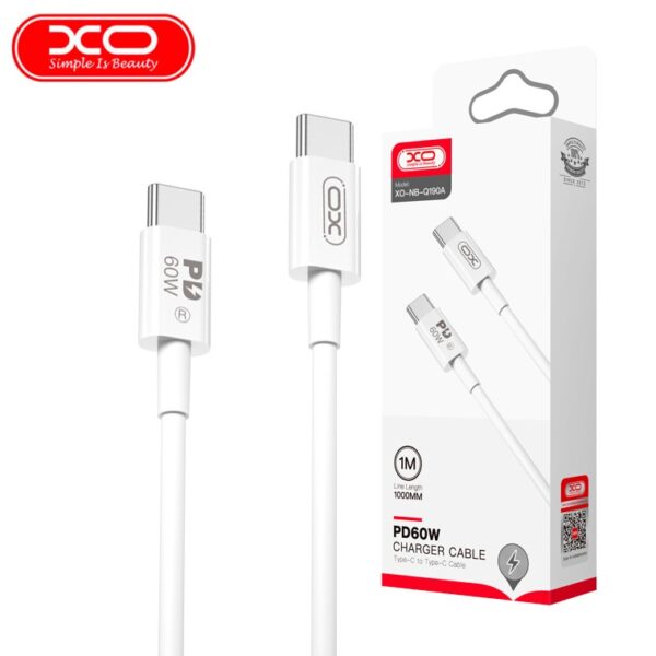 XO NB-Q190B Type-c to Type-c   60W 2M White