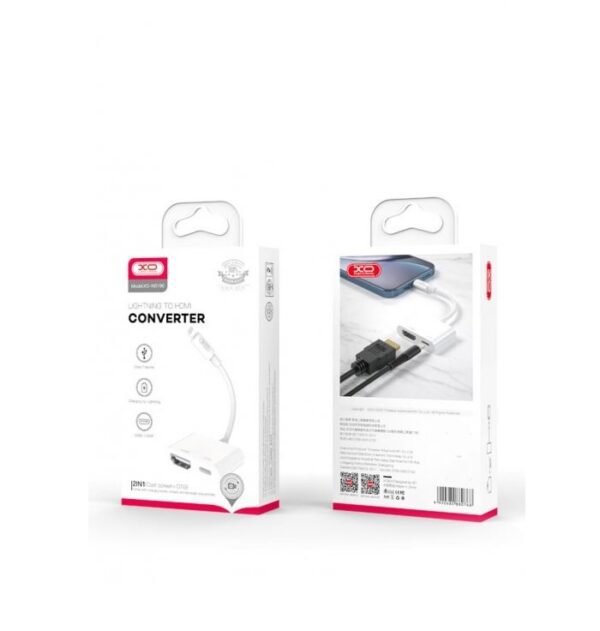 XO HUB005 Lightning to HDMI+Lightning 1080p ( lightning charging ) White