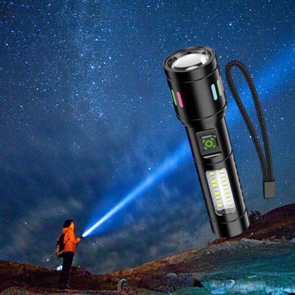 6921042142555 KAKUSIGA KSC-1578 MINGYUE Series Multi-function Telescopic Zoom LED High-intensity Flashlight Black