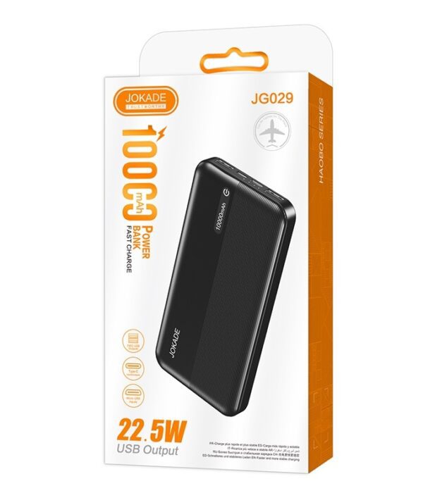 Jokade JG029 HAOBO series 22.5W+PD20W fully compatible mobile power bank (10000mAh) Black