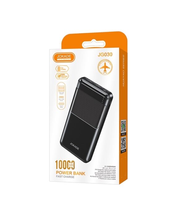 6921042143859-2 Jokade JG030 HUAYAO Series Power Bank-10000mAh Black