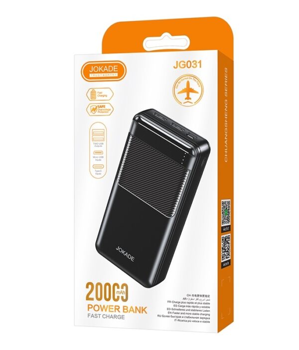 JOKADE JG031 CHUANGSHENG Series Power Bank-20000mAh Black