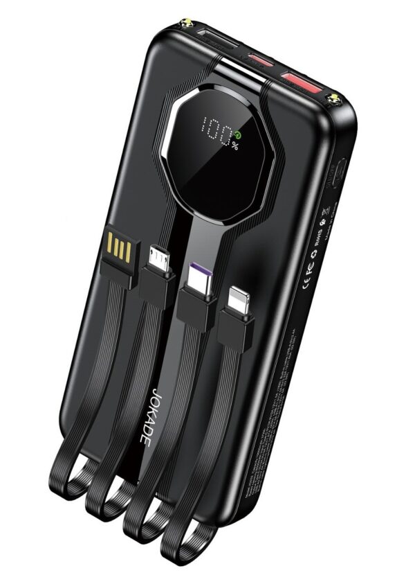 Jokade JG032 KEMAN series 22.5W+PD20W fully compatible mobile power bank with wire (10000mAh) Black