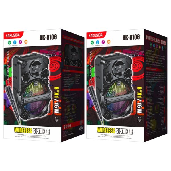 Kakusiga KK-8106 ZHENGPU colorful lamp wireless speaker Black