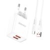 JOKADE JB121 ZHONGKAI series dual port charger set USB to Lightning (EU) White