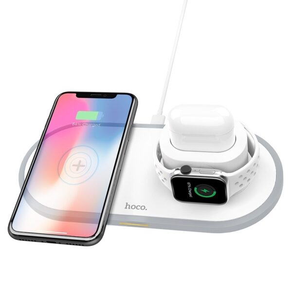 6931474706560-2 Hoco CW21 Wisdom 3-in-1 wireless charger white