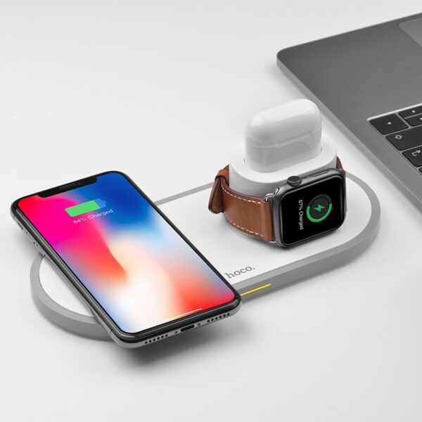 6931474706560-3 Hoco CW21 Wisdom 3-in-1 wireless charger white