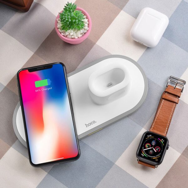 6931474706560-5 Hoco CW21 Wisdom 3-in-1 wireless charger white