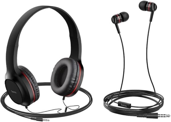 6931474709622 Hoco W24 Enlighten headphones with mic set red