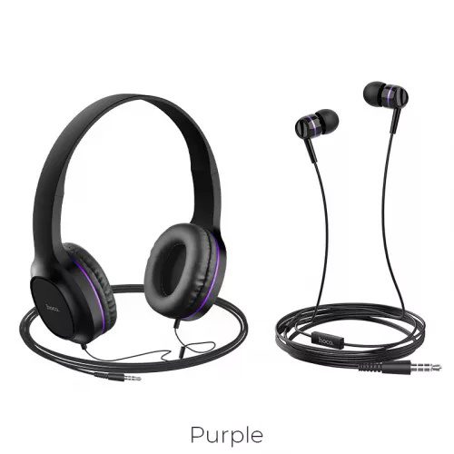 Hoco W24 Enlighten headphones with mic set purple