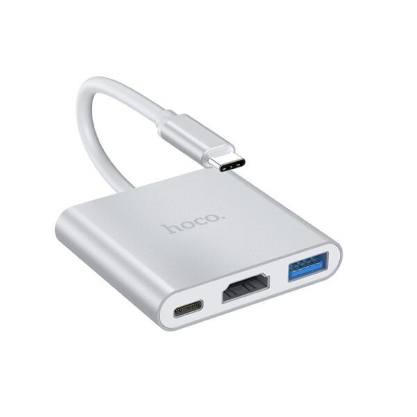 6931474725790 Hoco HB14 Easy use Type-C adapter(Type-C to USB3.0+HDTV+PD) silver